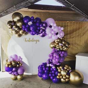 Набор для арки из фиолетово-золотых шаров: темно-фиолетовые, металлические золотые и шары с конфетти для детского праздника, девичника, вечеринки принцессы - Product Image 4