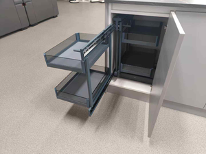 Alandwares - Organizador <span class=keywords><strong>de</strong></span> <span class=keywords><strong>Esquina</strong></span> Mágico Universal para <span class=keywords><strong>Cocina</strong></span>, 2 Niveles, Extraíble, Resistente al Agua, Cesta Metálica para Almacenamiento en Gabinetes, Deslizable para Esquinas Ciegas - Product Image 5