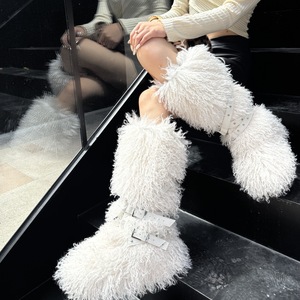 Bottines mi-mollet à boucle de ceinture, plateforme fourrée, chaudes, élégantes, concises, sexy, chaussures de luxe pour femmes - Product Image 6