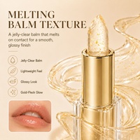 Baume à lèvres hydratant et anti-gerçures à changement de couleur PH, avec feuille d'or cristalline, effet gelée, pour maquillage, marque privée