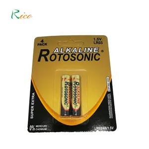 High Quality Manufacture 2 Pcs Blister 1.5V AAA LR03 Alkaline batteries OEM mercury free for digital or toys