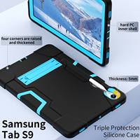 Étui antichoc à 3 couches pour Samsung Tab S10 Lite S10 FE S9 FE S9 11 avec support pliable et porte-stylo en silicone PC Armor OEM ODM