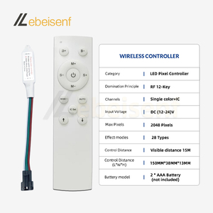 New dây miễn phí màu duy nhất chảy nước LED mini SPI điều khiển DC 12V 24V 2048 pixels với 12-Key <span class=keywords><strong>RF</strong></span> không dây điều khiển từ xa - Product Image 2