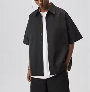 Chemise à manches courtes en coton de haute qualité personnalisée avec boutons <span class=keywords><strong>T</strong></span>-<span class=keywords><strong>shirt</strong></span> rétro à manches courtes pour hommes - Product Image 1