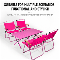 Ensemble table et chaises de camping rose, chaise Kermit, table pliante, pique-nique en plein air, mobilier d'extérieur pliable, élégant et portable