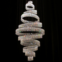 Lustre en cristal LED à anneau, moderne, européen, luxueux, à économie d'énergie, dimmable, pour décoration intérieure, hall d'hôtel, escalier, villa