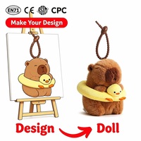 Porte-clés en peluche personnalisés anti-stress, motifs canard et capybara, rembourrés en coton PP, certifiés CE EN71 CPC, OEM, en peluche douce, estampés or, pour anniversaire