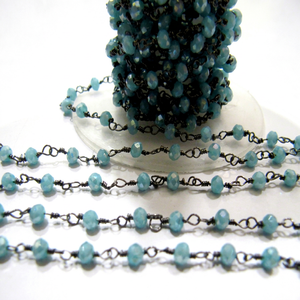 Cadena de Cuarzo Hidroquímico Aati con Cuentas Facetadas de Calcedonia Aqua Mística de 3-4mm - Product Image 1