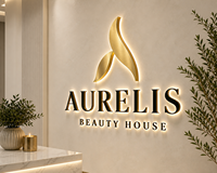 Papan Nama Bisnis Kustom  Papan Nama Bisnis LED Backlit Huruf Logo Stainless Steel Kustom Papan Nama Spa dan Studio Kecantikan Mewah