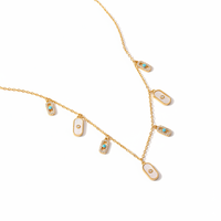 Collier en cuivre plaqué or et argent, personnalisé en usine, avec incrustations de coquillages, de turquoise et de zircon, pendentif délicat pour femme, cadeau de bijoux