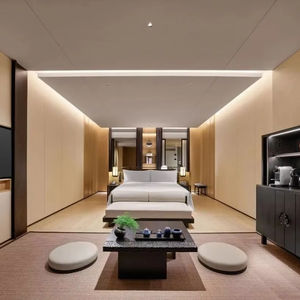 Modern Panel <strong>King</strong> Size Wood Bed Set with Adjustable Height for Luxury Hotels Including Headboard Nightstands for Living Room - Product Image 3