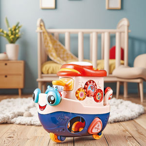 Jouet de bateau musical interactif pour les nourrissons hélices rotatives engrenages colorés développement sensoriel semblant jouer océan éducatif - Product Image 1