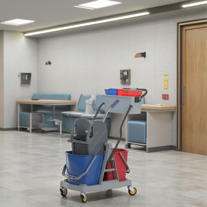 यूरो-स्टाइल 46L डाउन प्रेस रिंगर ट्रॉली डबल क्लीनिंग मॉप रिंगर बाल्टी 2x23L - Product Image 5