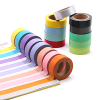 Cinta Adhesiva Decorativa Washi de Colores Sólidos, 15mm, Kit de Cintas Adhesivas Decorativas con Encaje para Álbumes, Diarios, Envoltura de Regalos