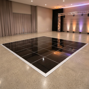 Paneles de Baile Blancos y Negros Brillantes para Bodas, Piso de Baile Encastrable de Madera Contrachapada para Conferencias y Eventos - Product Image 2