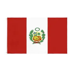 1 pc提供准备发货3x5 Ft 90x150cm红色白色PE秘鲁秘鲁国旗