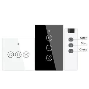 US EU WiFi RF433 Smart Touch Curtain Roller Blinds Motor Switch Tuya Smart Life App Remote Control Works with Alexa Google Home