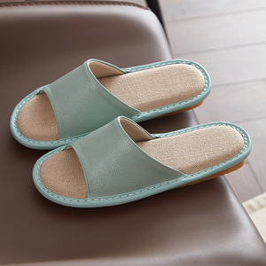 Chaussons en cuir véritable pour hommes, nouveaux, antidérapants, pour l'intérieur, en cuir et lin, sans odeur, avec semelle en tendon de boeuf - Product Image 6