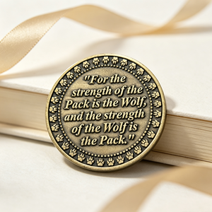 Moneda Conmemorativa Personalizada con Frase Motivacional y Borde con Grabado 3D de Huella de <span class=keywords><strong>Lobo</strong></span> Vintage - Product Image 4