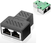 VCOM 2 in 1 RJ45 Coupler 8 Pin Jack Female ke Female Terlindungi PVC Injeksi dengan PCB Terintegrasi untuk Pembagi Kabel Patch
