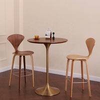 Vente en gros table haute de bar moderne meubles de restaurant plateau en marbre rond ensemble de tabouret de table de bar à base de métal