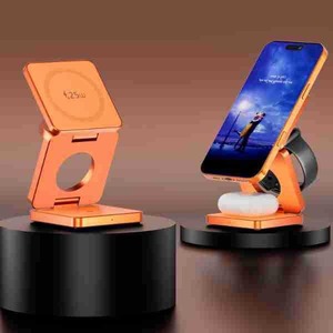 Cargador Inalámbrico Magnético Plegable 3 en 1 de 25W 9V/2A Modelo Iw31 para Teléfono Móvil, Auriculares y Reloj con Soporte de Escritorio - Product Image 2