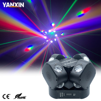 Lumière de scène à faisceau laser RGB LED à quatre têtes rotatives DMX512, éclairage de fête activé par le son pour mariage, boîte de nuit, événement