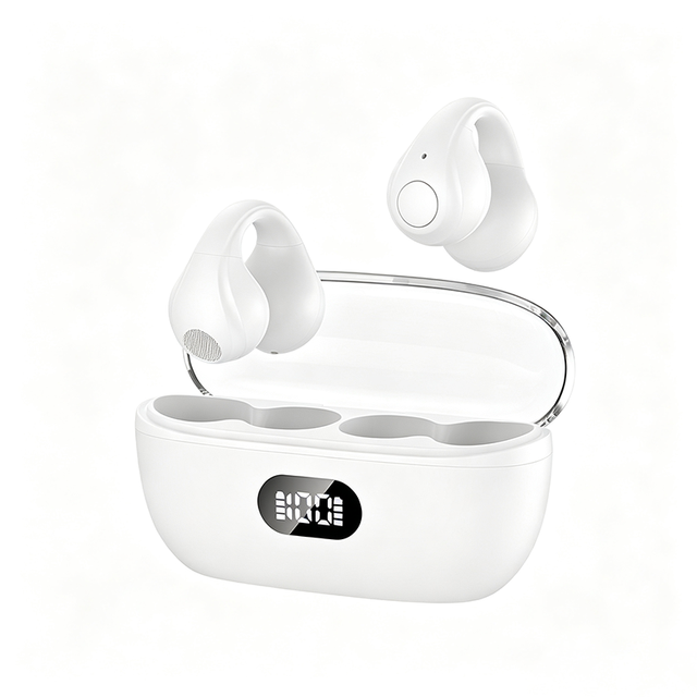 Low Price White Open Ear Clip TWS Earbuds 5.3 Surround Stereo Binaural Stereo 300mAh 15-20h IPX-4 Waterproof Dual Mode