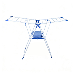 Séchoir à linge pliable personnalisable avec pinces à chaussettes et étagère, séchoir à linge en métal peu encombrant pour balcon intérieur - Product Image 1