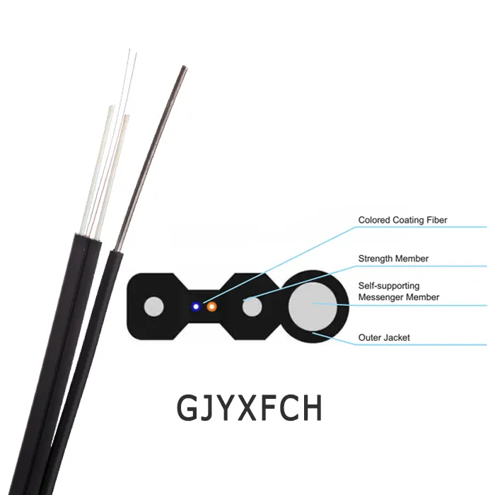 Outdoor Steel Messenger Wire Self supporting G657 G652D FTTH Drop Fibra Optica 4CORE fiber optic cable
