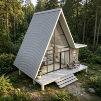 Maison en bois moderne avec façade en verre élégante, maison modulaire pliable en conteneur, 39m, couleur personnalisée pour hôtel, plage, montagne