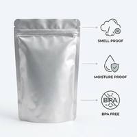 Lage minimale bestelhoeveelheid (MOQ) op maat bedrukte staande pouch van aluminiumfolie, vocht- en geurdicht, BPA-vrij, voor voedselverpakkingen zoals snacks, noten en gedroogd fruit.