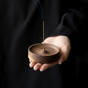 Porta incienso de madera de nogal simple y creativo, portainciertos, portainciertos para ceremonia del té Zen, quemador de incienso para interiores, incienso - Product Image 1