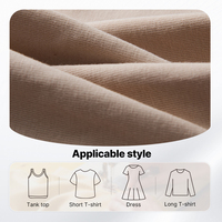Camiseta de Mujer Jufeng A1862, Tejido de Punto Acanalado 2x2, Algodón Peinado con Spandex, 220 g/m², Elástica, Suave al Tacto, Refrescante y Absorbente