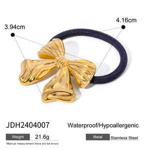 ヘアネクタイステンレススチール防水ヘアアクセサリーラバーブラック弾性ヘアバンド光沢のあるダブルアーチポニーカフ - Product Image 6