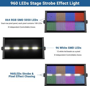 Professional 960 LED Warm White RGB Stage <strong>Strobe</strong> <strong>Light</strong> 16-Zone Pixel Control DMX512 Lighting for DJ Disco Club Concert Show - Product Image 2