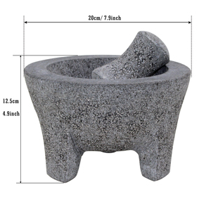 Mortero de Piedra para <span class=keywords><strong>Guacamole</strong></span>, <span class=keywords><strong>Molcajete</strong></span> Mexicano, Mortero y Maja de Granito Natural para Moler - Product Image 3