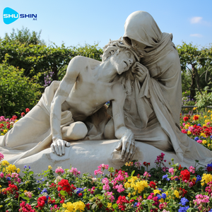 Statua in Marmo Personalizzata Moderna <span class=keywords><strong>per</strong></span> Esterni di Maria e Gesù, Decorazione da Giardino Intagliata a Mano - Product Image 1