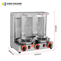 Machine commerciale à Shawarma à gaz à double broche avec support en acier inoxydable à 3 brûleurs Doner Kebab et gyroscope pour cuisines de restaurant