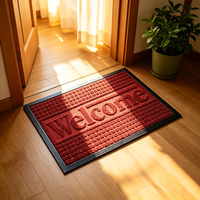 Tapis de bienvenue en polyester texturé pour entrée, tapis de sol avec bordure noire pour la maison, le bureau et l'usage commercial