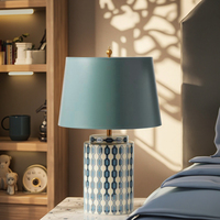 Lampadaires en céramique américaine Creative Blue Bedroom Living Room Study Coffee Shop Homestay Bedside Hotel Table Lights Luminaires
