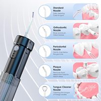 Hydropulseur dentaire mini rechargeable par USB avec 5 embouts standard et conception professionnelle étanche