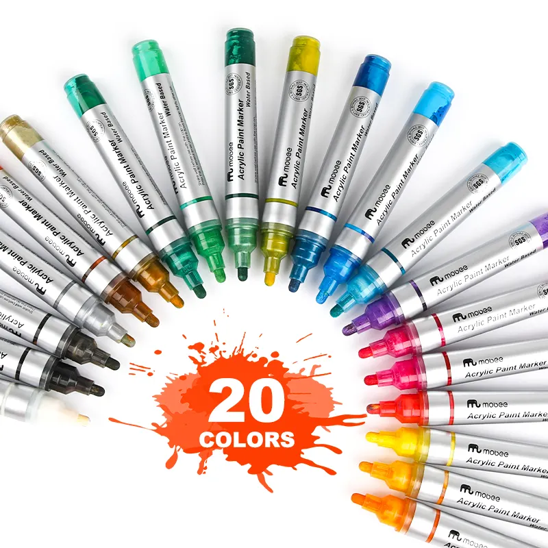 MOBEE-Juego de bolígrafos acrílicos de gran capacidad para pintar a base de agua, marcador acrílico de 20 colores, precio de proveedor, bolígrafos acrílicos