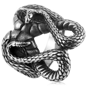 Anillo de serpiente de acero inoxidable yunnique para hombre, diseño de animal del zodiaco plateado, joyería de moda, regalo - Product Image 1