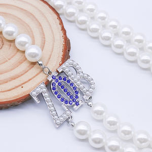 Neue stilvolle Schwestern schaft Zeta Phi Beta Symbol Logo Charm und 2 Reihen weiße Perlenkette Herstellung griechische ZPB Soror Schmuck Halskette - Product Image 3