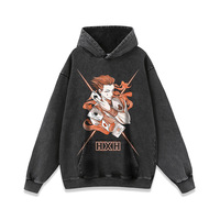 Sweat-shirt personnalisé en coton noir lourd, lavage à l'acide, graphique vintage, HXH HUNTER X HUNTER KILLUA Anime, t-shirt pour homme, sweat-shirt