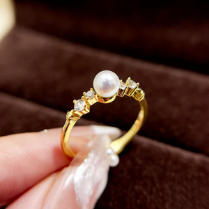 10776 Anillo de Plata de Ley para Manualidades, S925 con Cuentas Redondas de 7-9 mm, Soporte para Joyería de Oro, Soporte Vacío para Anillos - Product Image 1