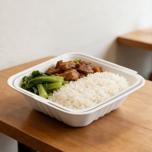 กล่องอาหารกลางวันแบบนำกลับบ้านจากร้านอาหารที่เป็นมิตรกับสิ่งแวดล้อม ผลิตจากเยื่อชานอ้อย ย่อยสลายได้ 100% บรรจุภัณฑ์อาหารแบบใช้แล้วทิ้ง รุ่น <span class=keywords><strong>B888</strong></span> - Product Image 3