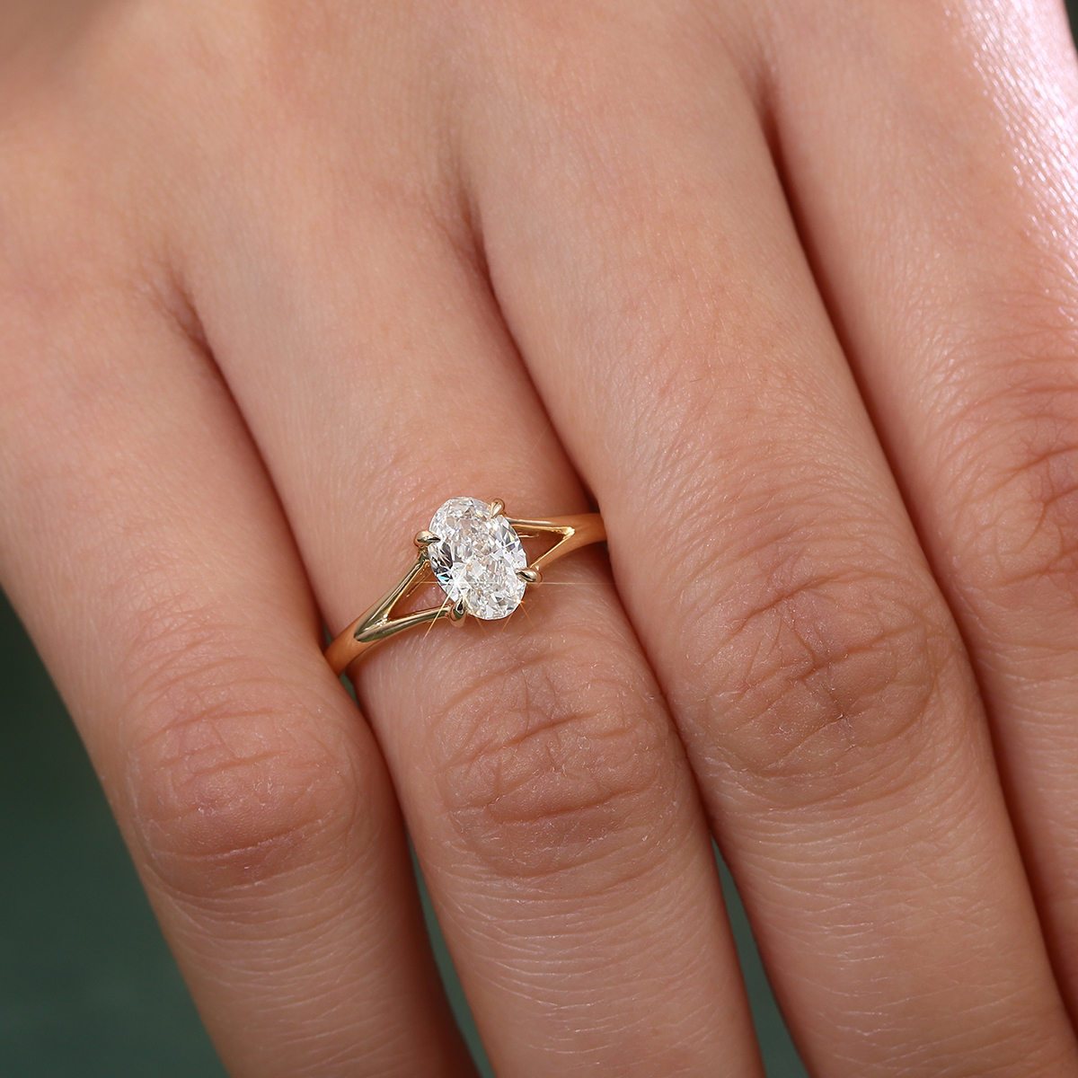 Real solid 14k gold lab diamond ring