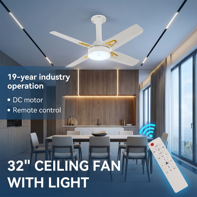 Wholesale Price 32 Inch BLDC Ceiling Fan with Remote Control LED Lighting 48W Electric Household Use